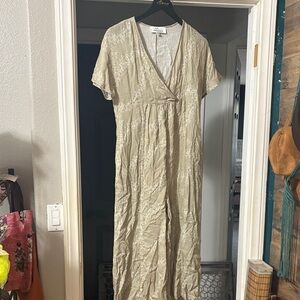 Elegant Beige Wrap Jumpsuit